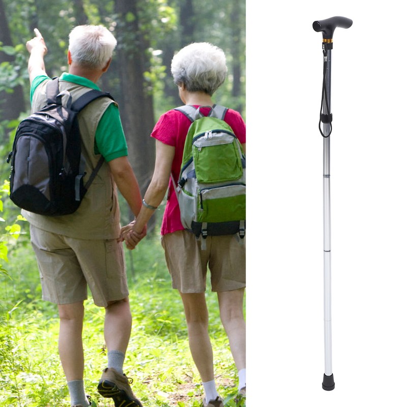 Telescopic Walking Stick Thicken Lightweight Aluminium Alloy Foldable Adjustable Hiking