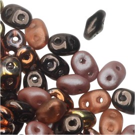 SuperDuo 2-Hole Czech Glass Beads, Copper Canyon Mix, 24g Tube