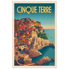 Italy - Cinque Terre - Vintage Travel Poster (12x18Inches)