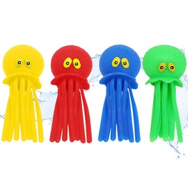 YOUYIKE Octopus Bath Toy with LED Light & Water Sprayer - Set of 4 Diving Animals Water Toys for Children from 3 Years - Ideal for Pool, Beach and Bathtub