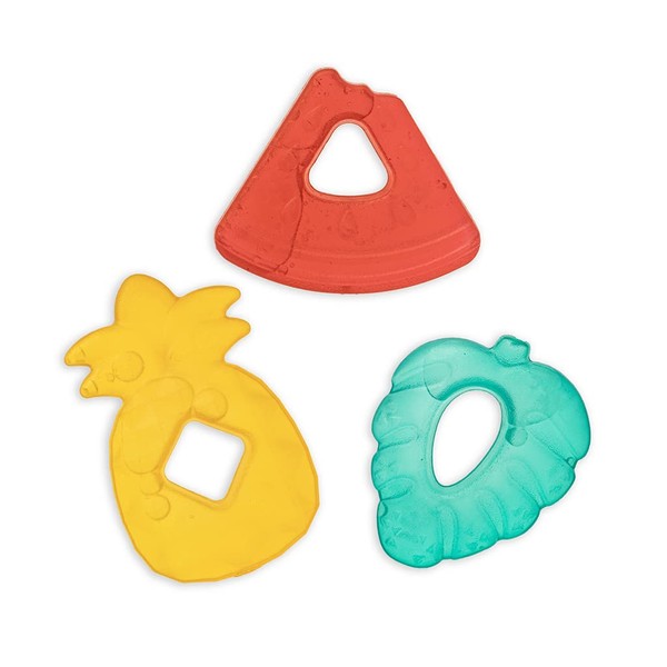 Itzy Ritzy Water-Filled Teethers; Set of 3 Coordinating Fruit-Shaped Water Cutie Coolers are Textured On Both Sides to Massage Sore Gums; Can Be Chilled in Refrigerator; Fruit (WRT8492)