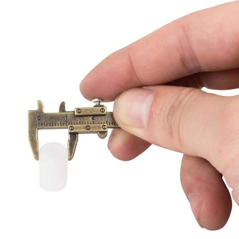 Brown Mini Vernier Calipers,Portable Metal Vernier Caliper Straight Tooth Keychain