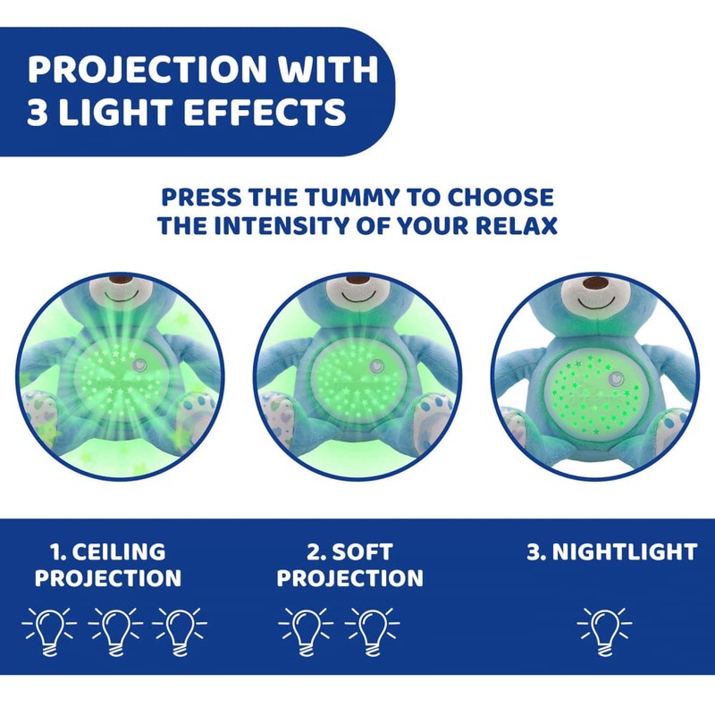 Chicco First Dreams Teddy Bear with Night Light, Blue |