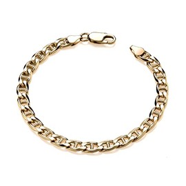 Old English Jewellers 9ct Yellow Gold on Silver Men's ANCHOR Curb Bracelet - 8.75 inch