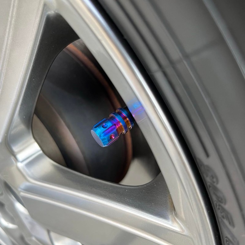 RENPA Titanium Alloy Air Valve Caps (BURT BLUE, Set of
