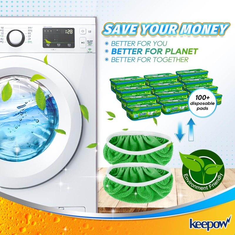 KEEPOW Reusable Microfiber Mop Pads for Swiffer Sweeper Mop, Washable