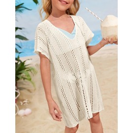 SECRETEYARD Girls swim cover up crochet swimsuits kids swimwear beachwear tops