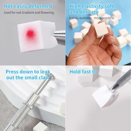 125 Nail Art Sponges and 4 Claws Nail Sponge Metal Gripper for Ombre and Gradient Nail Design, Nail Art Sponge Brush, Manicure Accessories for Nails, Nail Art Sponges for Baby Boomer Effects DIY