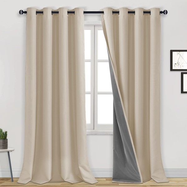 DWCN 100% Blackout Curtains 95 Inch Long 2 Panel Sets