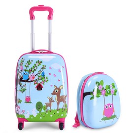 Kids' Cute Cartoon Pattern Travel Trolley, Multicolor