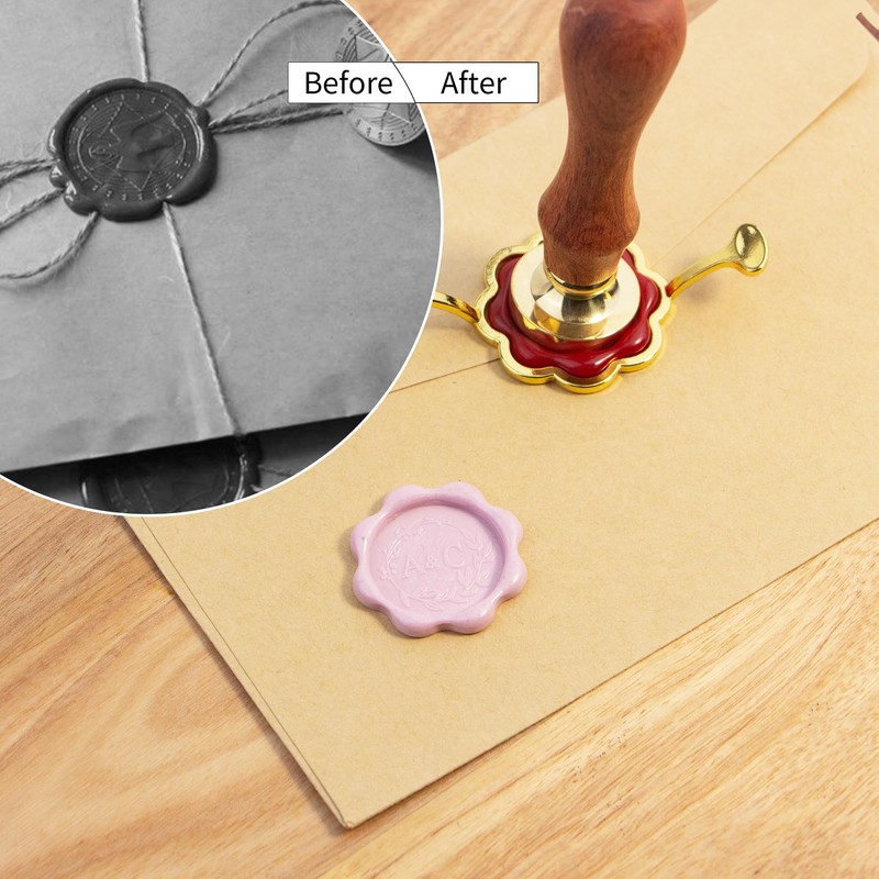 krastmon Metal Petal Shaped Wax Seal Stamp Mold with Silicone