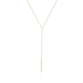 Gold Tiny Y Shaped Dainty Necklace 18K Gold Plated Cute Bar Vertical Lariat Necklace for Women (y bar)