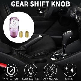 TUCKBOLD Car Shift Knob 10cm | Front Stick Shift Knob Universal for Automatic and Manual Vehicle Acrylic Clear Purple with 2 Adapter 1 Set
