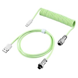 Basaltech Electronic 1.5 Meters USB C to A Extension Coiled Cable made Nylon Material Heavy Duty Double Sleeved with Detachable Metal Aviator Charger - Color: Green