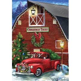 Briarwood Lane Christmas Tree Farm Garden Flag Red Pickup Barn 12.5" x 18"