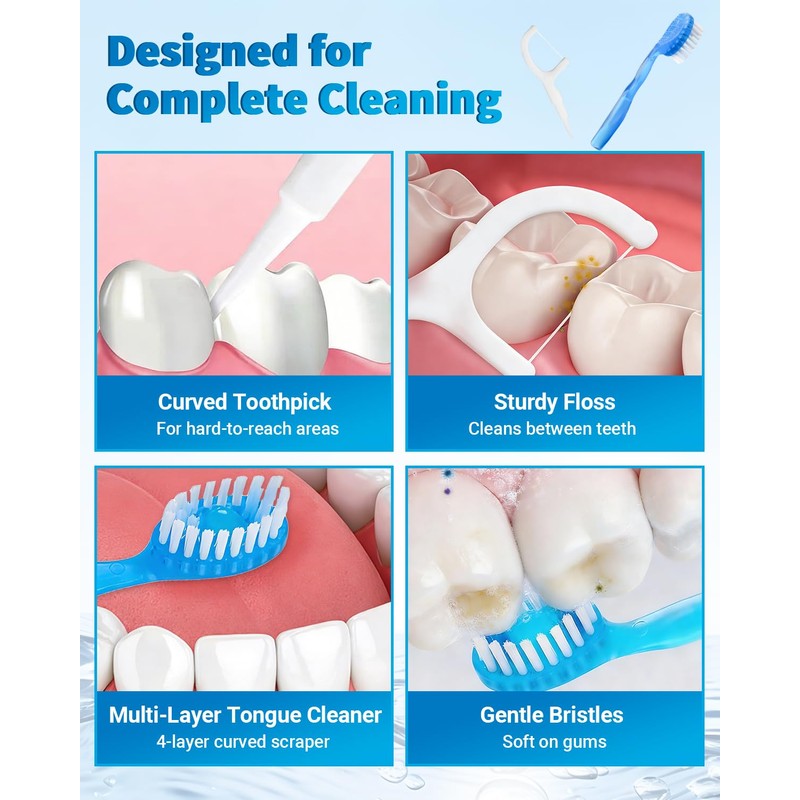 40 Pack Mini Disposable Toothbrushes - 5-in-1 Travel Toothbrush Set