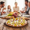 Hiceeden Acacia Wood Deviled Egg Platter with Handles for Easter,