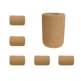 Endure Cohesive Bandage Wrap, Self Adherent Wrap 3 inch x 5 yd, Adhesive Flexible Breathable First Aid Gauze, Stretchable and Ideal for Athletic Use, (Pack of 3 Rolls) (Tan)