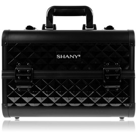 SHANY Premier Fantasy Professional Makeup Train Case Cosmetic Box Portable Make up Case Organizer Jewelry storage with Locks, 3 Trays, Makeup Brush Holder and Cosmetics Mirror - Black Diamond