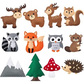 Keyohome Felt Sewing Craft Kit, Animal Sewing Craft Kit for Kids DIY Sewing Felt Animals Fun Crafts Educational Sewing Kit for Beginner Children (Forest)