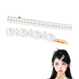 Womens French Pearl Flower Hair Clip for Graduation Party, 2PCS Bridal Hair Clip for Women Bride Bridal Wedding Hair Pins to Flower Girl Pearl Hair Accessories to Party Prom Wedding Hairpins