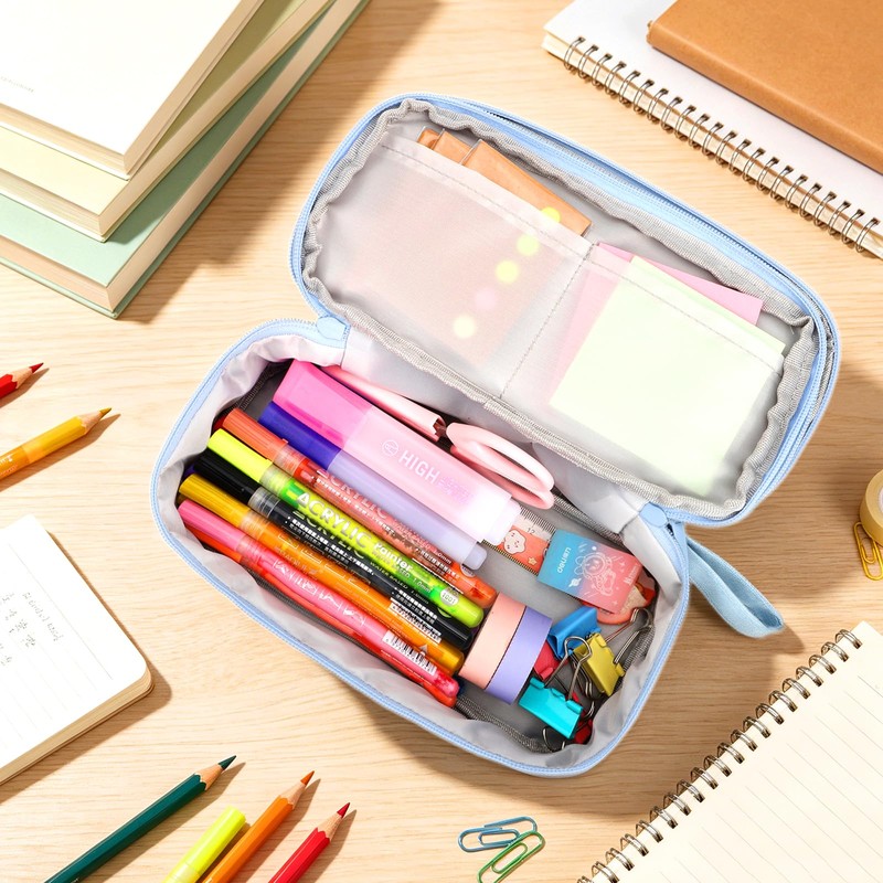Double Layer Large Big Capacity Pencil Case Pouch Bag with