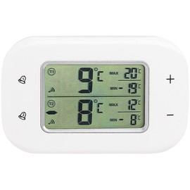 Rosenstein & Söhne Fridge Alarm: Digital Fridge & Freezer Thermometer, 2 Wireless Sensors, White (Fridge Thermometer with Alarm, Fridge Radio Thermometer, Temperature Monitoring)