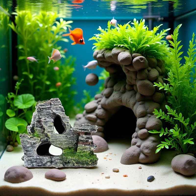 WaigN Artificial Moss Rock Aquarium Stone Cave – Resin Fish