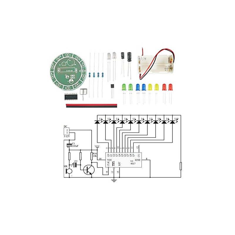 PZMYJB Colourful Voice Control Rotating LED Light DIY Practical Soldering