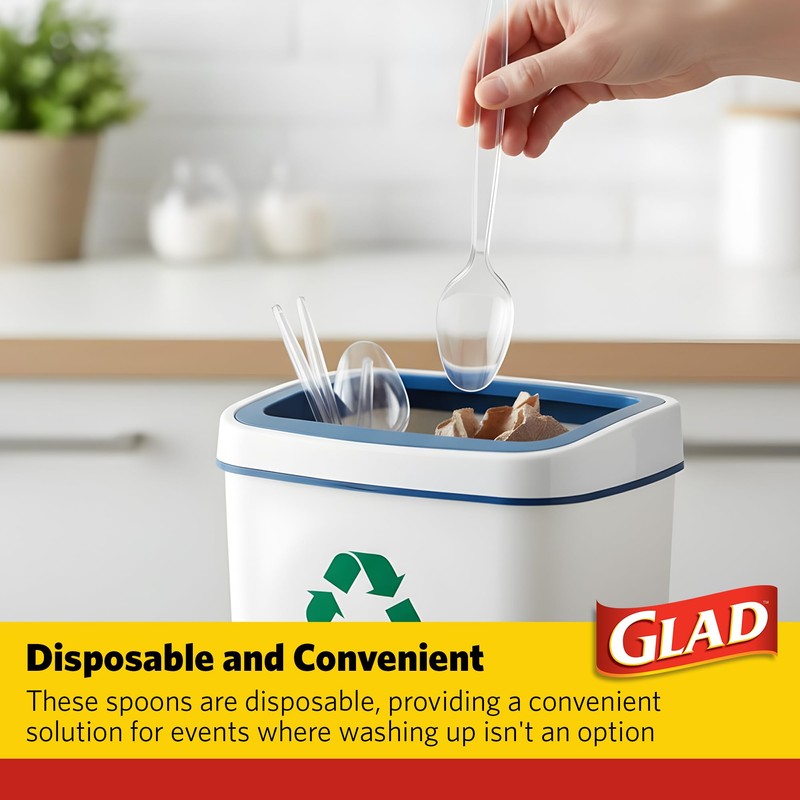 Glad Clear Plastic Spoons - Dishwasher Safe Clear Disposable Heavy