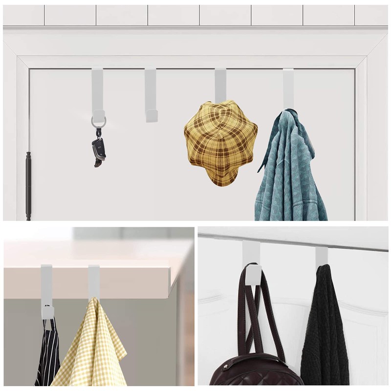 Romeda 4 Pack Over The Door Hooks, Sturdy Metal Single