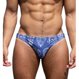 EASEJUICY - Traje de baño Sexy para Hombre, diseño Degradado, con cordón de Cintura Baja, Azul, XX-Large