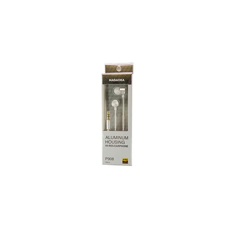 NAGAOKA P908SV Wired Earbuds for High Resolution Sound Sources, Silver
