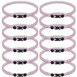 12Pack Baseball Necklaces for Boys, 18inches Braided Rope Tornado Titanium Sports Necklaces, Ideal for Baseball Team Gifts, Party Favors, Sports Parties，Baseball Accessories Drip，Multi-Color (White-red)