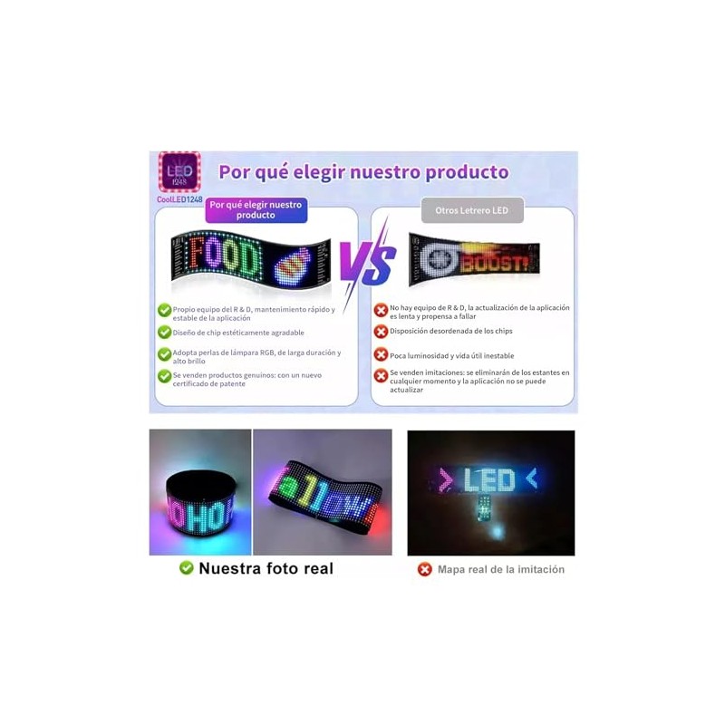 Ojos LED Programables para Parabrisas, Pantalla Flexible con Control Bluetooth