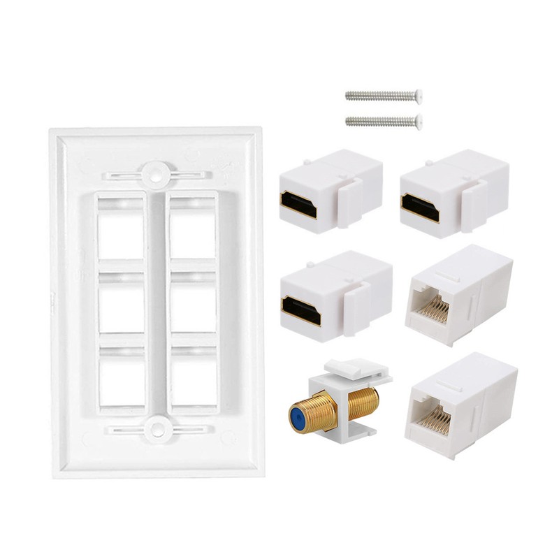 Wall Plate 6 Ports HD Multimedia Interface CAT6 TV F