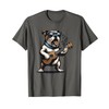 Dog Playing Guitar Singing English Bulldog Funny T-Shirt