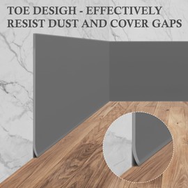 POPAKAN Flexible Baseboard Molding Trim 4" x 50 ft, Self-Adhesive Vinyl Wall Base Cove Base, Peel and Stick Rubber Wall Base Molding Trim - Gray