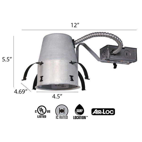 Juno IC1 LEDT24 4" IC-Rated New Construction Recessed Housing Basic Retrofits, 4 Inches