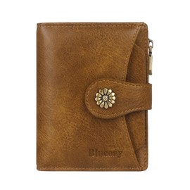 Blucoay Womens Wallet,RFID Blocking Wallet Women Soft Leather Bifold Wallets For Women Card Holder With Removable ID Window brown