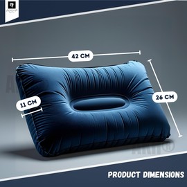 AKH® Inflatable Pillow 42 × 26 cm | Compact Portable Travel & Camping Air Cushion Neck Pillow | Lightweight Inflatable Headrest for Car, Flight & Outdoors