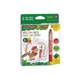 Alpino Baby 6 Pencils | Pencils for Babies | Thick Colouring Pencils and Soft Lead | Enjoy and Learn to Paint, 1 Piece (Pack of 6)