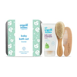 Green People Organic Babies Baby Bath Set | Natural & Organic Lavender Gift Set | Eczema-Friendly & Ultra-Gentle on Sensitive Skin | Paraben Free, Cruelty Free