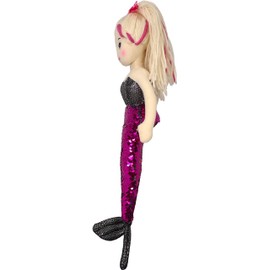 Anico 18" Colorful Mermaid with Blonde Hair and Purple/Silver Color Changing Tail – Soft Mermaid Plush Doll, Sequin Color-Changing Tail, Perfect for Girls and Collectors!