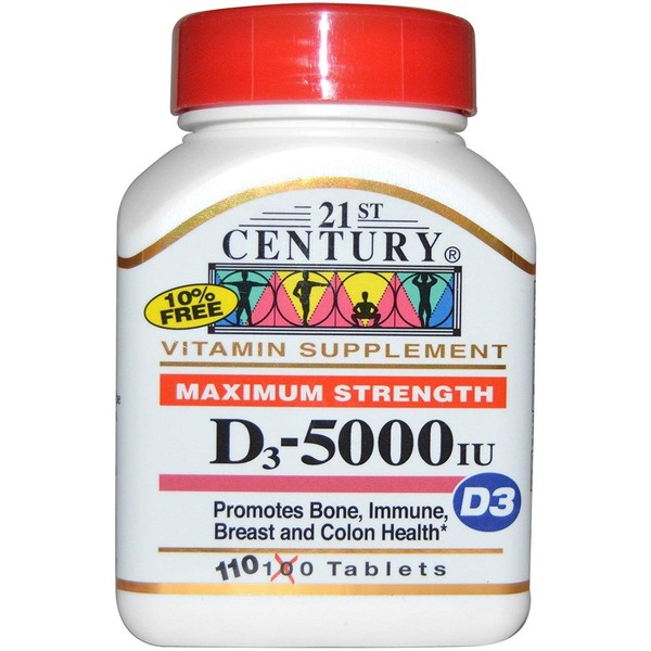 21st Century D3-5000 IU Tablets Maximum Strength Tablets - 110 ct, Pack of 2