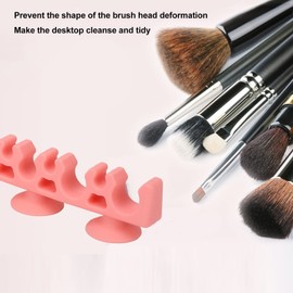 Sonew Makeup Brush Drying Rack, Silicone Wall Mounted Makeup Brush Rack, Self Absorption Soft Gentle Cosmetic Brush Drying Rack, for Mirror Tile Bathroom