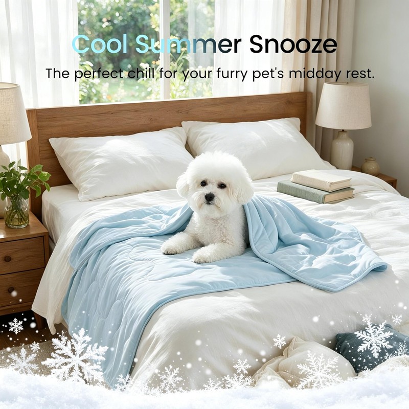 Premium Cooling Blanket for Medium Dogs, Cool-to-Touch Washable Mat for