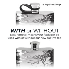 English Pewter Company 6oz Embossed Stag Pewter Hip Flask with Flexi Cap [CSF290]