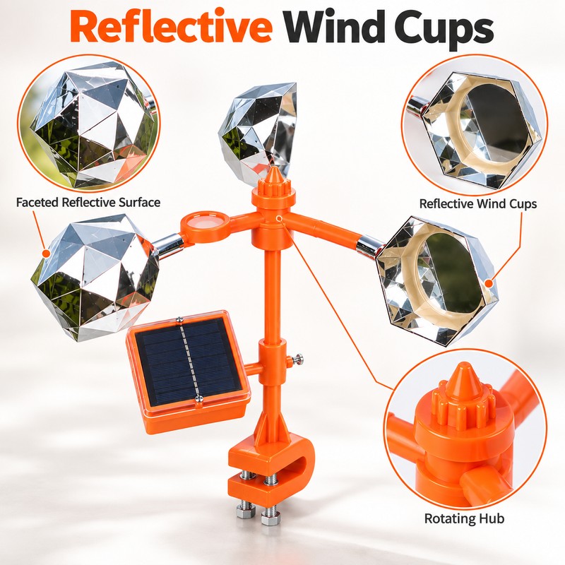 Solar Wind Powered Bird Repeller for Outdoor Use – 360°