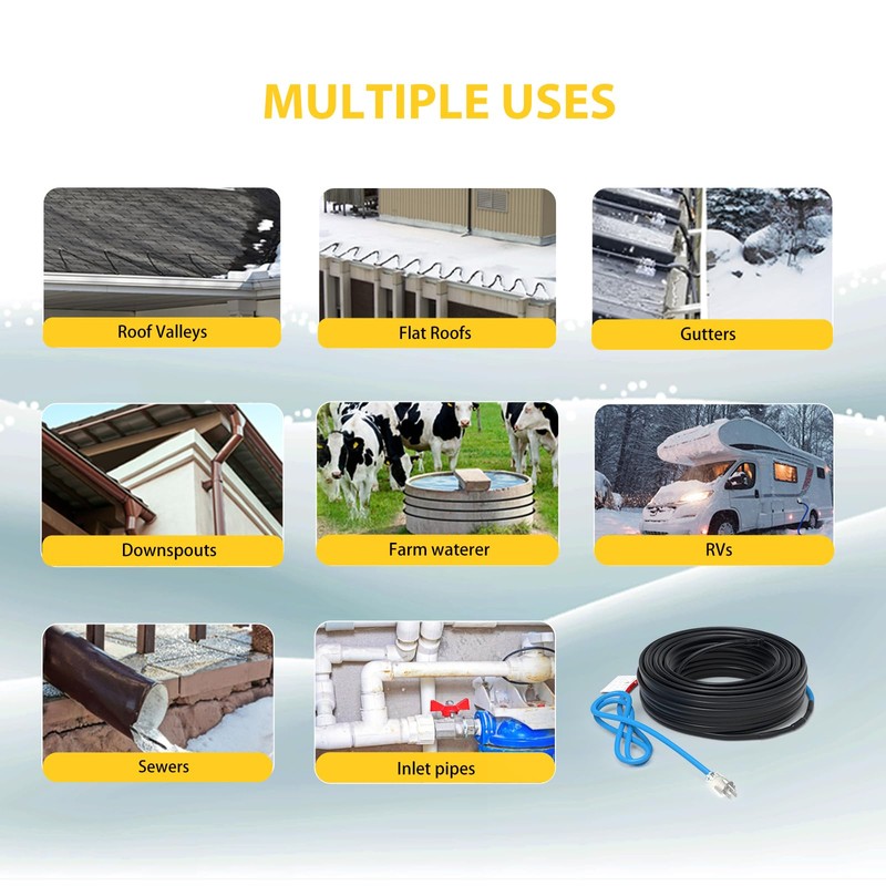 TOPDURE TDSF1 6ft Self-Regulating Heat Tape for Roof and Gutters,